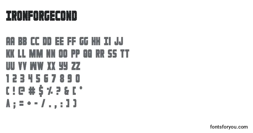 A fonte Ironforgecond – alfabeto, números, caracteres especiais