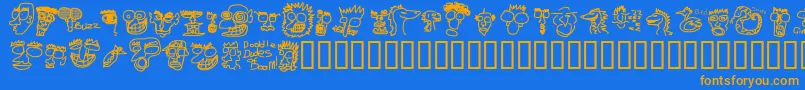 Dooddd Font – Orange Fonts on Blue Background