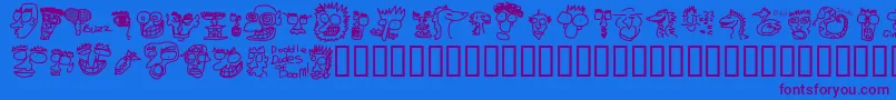 Dooddd Font – Purple Fonts on Blue Background