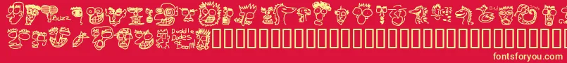 Dooddd Font – Yellow Fonts on Red Background