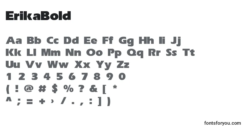 Шрифт ErikaBold – алфавит, цифры, специальные символы