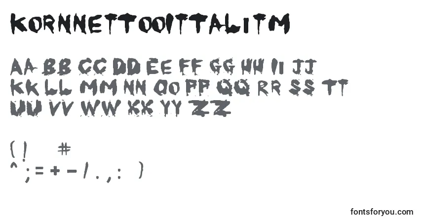 Fuente KornnetTooItTalitm - alfabeto, números, caracteres especiales