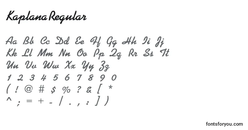 Schriftart KaplanaRegular – Alphabet, Zahlen, spezielle Symbole