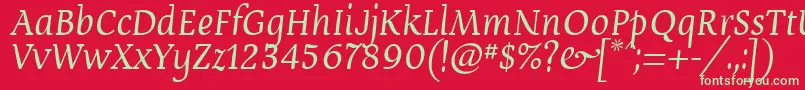 フォントDevroye ffy – 赤い背景に緑の文字