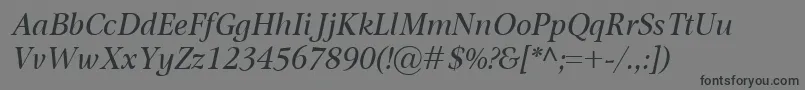 OmnibusItalic-fontti – mustat fontit harmaalla taustalla