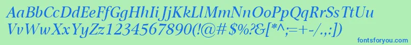 OmnibusItalic Font – Blue Fonts on Green Background