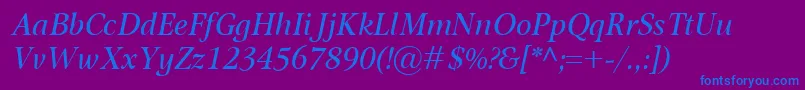 OmnibusItalic Font – Blue Fonts on Purple Background