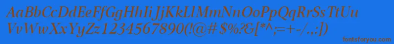 OmnibusItalic Font – Brown Fonts on Blue Background