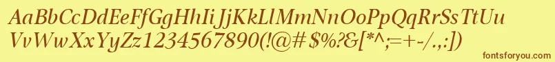 OmnibusItalic Font – Brown Fonts on Yellow Background