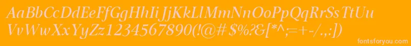Fonte OmnibusItalic – fontes rosa em um fundo laranja