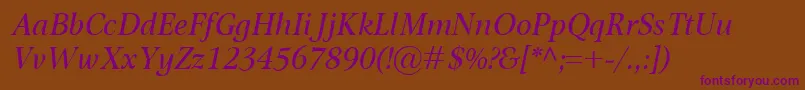 OmnibusItalic Font – Purple Fonts on Brown Background