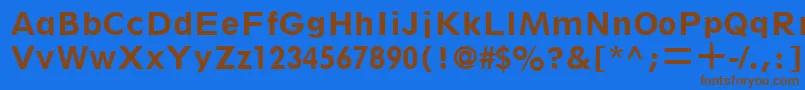 フォントSpartanLtHeavyClassified – 茶色の文字が青い背景にあります。