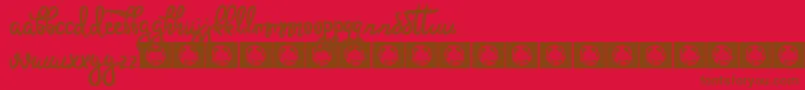 Hoobie-Schriftart – Braune Schriften auf rotem Hintergrund