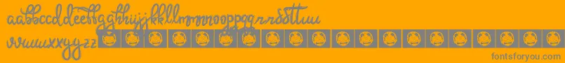 Hoobie-Schriftart – Graue Schriften auf orangefarbenem Hintergrund