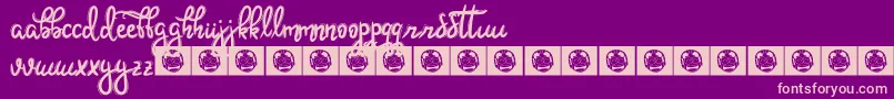 Weitere Informationen zur Hoobie-Schriftart Hoobie-Schriftart – Rosa Schriften auf violettem Hintergrund