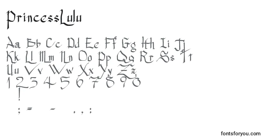 Schriftart PrincessLulu – Alphabet, Zahlen, spezielle Symbole