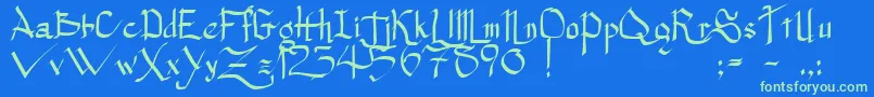 PrincessLulu Font – Green Fonts on Blue Background