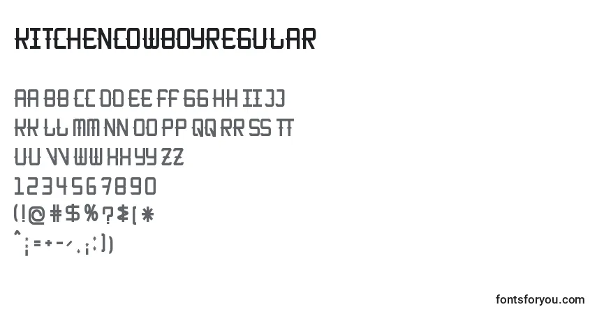 Шрифт KitchencowboyRegular – алфавит, цифры, специальные символы
