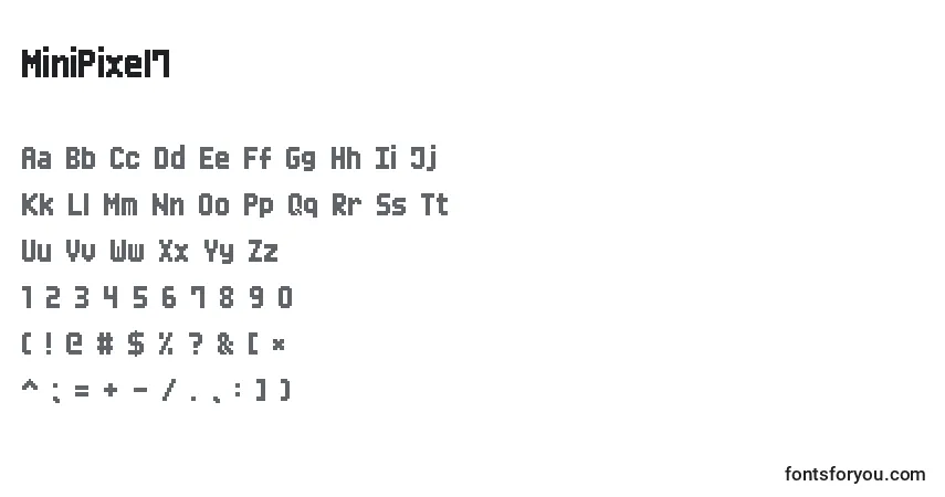 Schriftart MiniPixel7 – Alphabet, Zahlen, spezielle Symbole