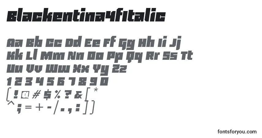 Czcionka Blackentina4fItalic (63139) – alfabet, cyfry, specjalne znaki