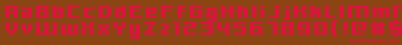 フォントHooge0666 – 赤い文字が茶色の背景にあります。
