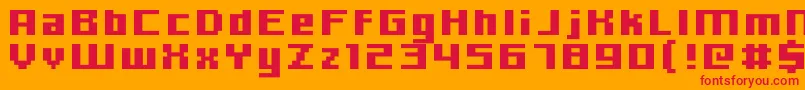 Hooge0666-Schriftart – Rote Schriften auf orangefarbenem Hintergrund