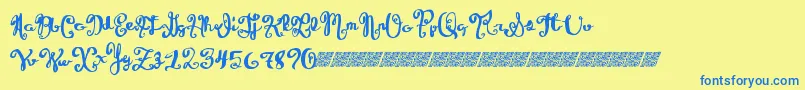 Winetasting Font – Blue Fonts on Yellow Background