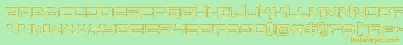 フォントUnitedplanetsout – オレンジの文字が緑の背景にあります。