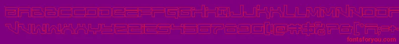 Unitedplanetsout-Schriftart – Rote Schriften auf violettem Hintergrund