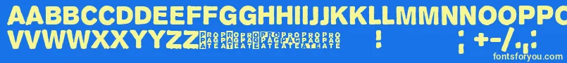 Propagan Font – Yellow Fonts on Blue Background