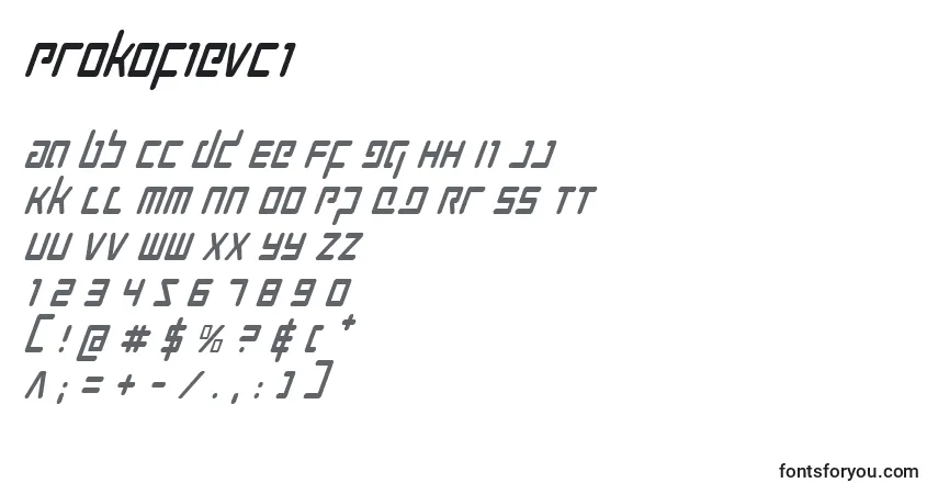 Fuente Prokofievci - alfabeto, números, caracteres especiales