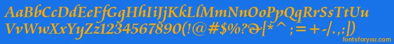 CataneoBoldBt-Schriftart – Orangefarbene Schriften auf blauem Hintergrund