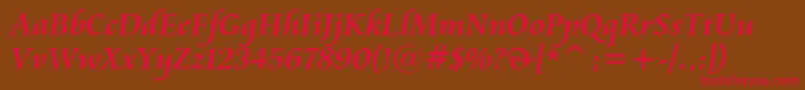 フォントCataneoBoldBt – 赤い文字が茶色の背景にあります。