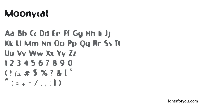 Moonycat-fontti – aakkoset, numerot, erikoismerkit