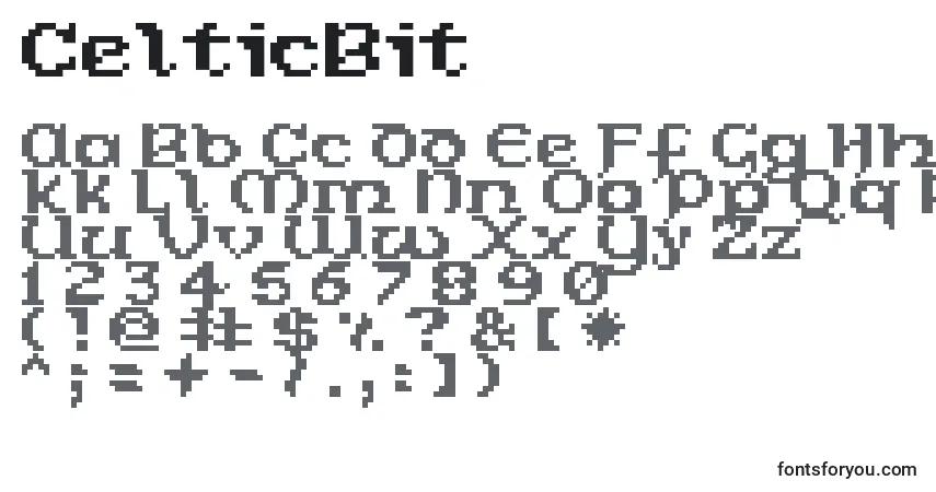 Czcionka CelticBit – alfabet, cyfry, specjalne znaki
