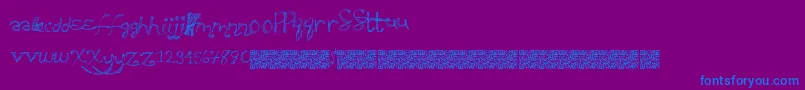 Sweatyparty-Schriftart – Blaue Schriften auf violettem Hintergrund