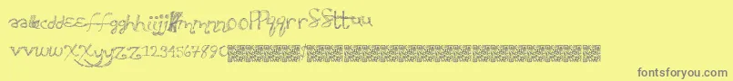 Sweatyparty-Schriftart – Graue Schriften auf gelbem Hintergrund