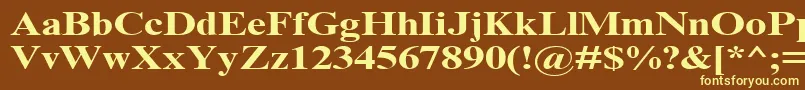 TimesNrCyrMt130b-fontti – keltaiset fontit ruskealla taustalla