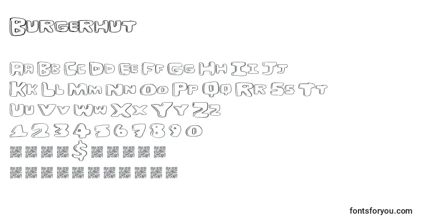 Schriftart Burgerhut – Alphabet, Zahlen, spezielle Symbole