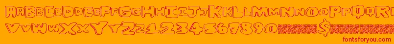 Burgerhut-Schriftart – Rote Schriften auf orangefarbenem Hintergrund