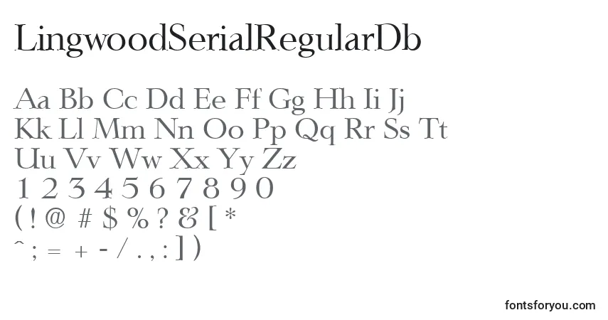 Czcionka LingwoodSerialRegularDb – alfabet, cyfry, specjalne znaki