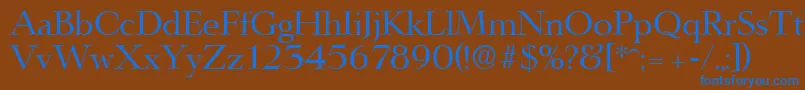 LingwoodSerialRegularDb-Schriftart – Blaue Schriften auf braunem Hintergrund