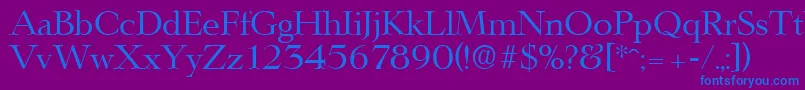 LingwoodSerialRegularDb-fontti – siniset fontit violetilla taustalla