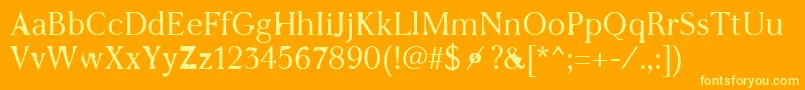 WcAddendumBtaLight-Schriftart – Gelbe Schriften auf orangefarbenem Hintergrund