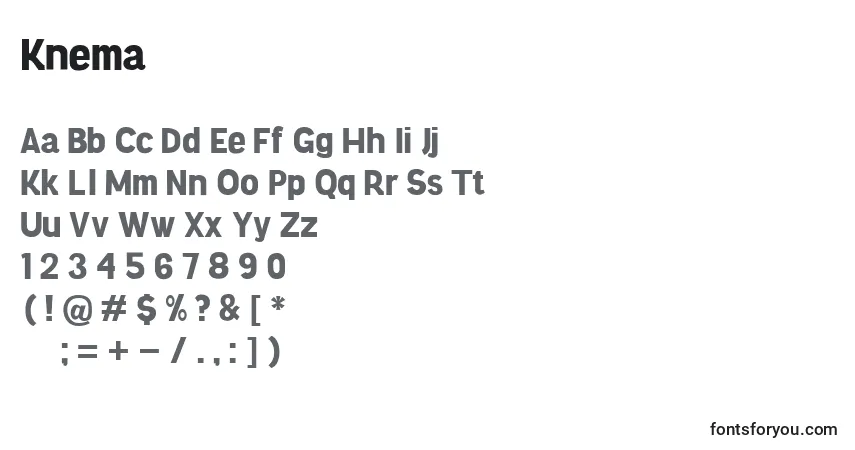 Schriftart Knema – Alphabet, Zahlen, spezielle Symbole