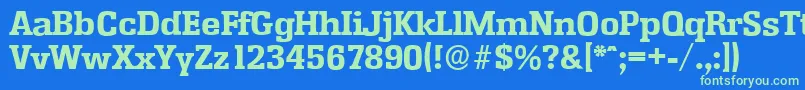 Czcionka EnschedeserialXboldRegular – zielone czcionki na niebieskim tle