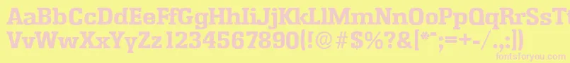 EnschedeserialXboldRegular-fontti – vaaleanpunaiset fontit keltaisella taustalla