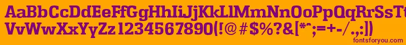 EnschedeserialXboldRegular-fontti – violetit fontit oranssilla taustalla