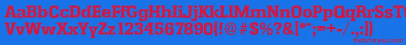 EnschedeserialXboldRegular-fontti – punaiset fontit sinisellä taustalla