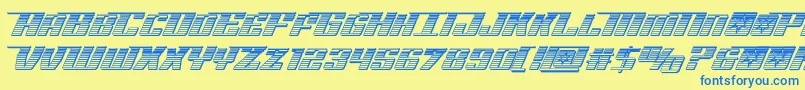 Rocketpopchrome-Schriftart – Blaue Schriften auf gelbem Hintergrund